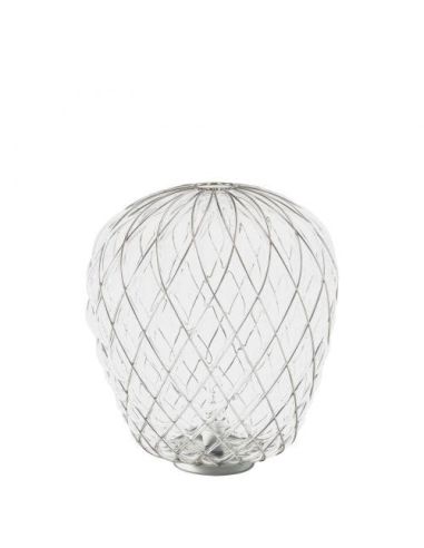 Fontana Arte Pinecone Lampada Tavolo Grande Trasparente E Cromo