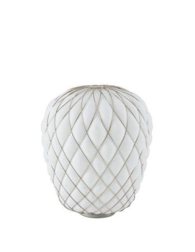 Fontana Arte Pinecone Lampada Tavolo Grande Cromo E Bianco