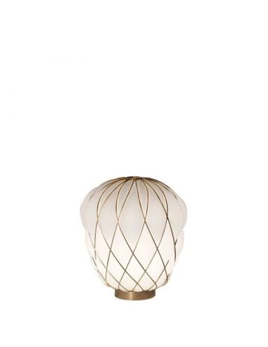 Fontana Arte Pinecone Lampada Tavolo Media Oro E Bianco