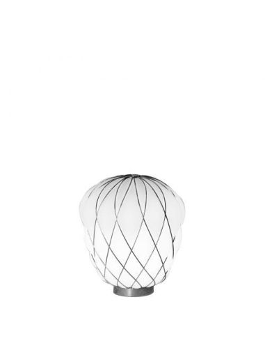 Fontana Arte Pinecone Lampada Tavolo Media Cromo E Bianco