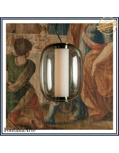 Fontana Arte Meridiano Lampada Sospensione Grande Nero E Fume'