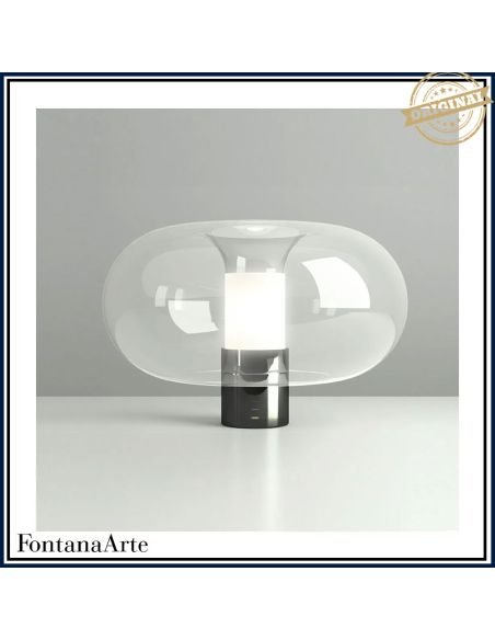 Lampada Da Lampada Tavolo Grande Cromo Nero Fontana Arte