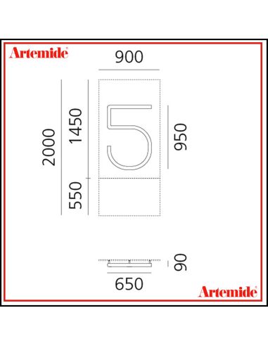 Artemide Alphabet Of Light Lampada Da Parete '5' E Solo Supporto