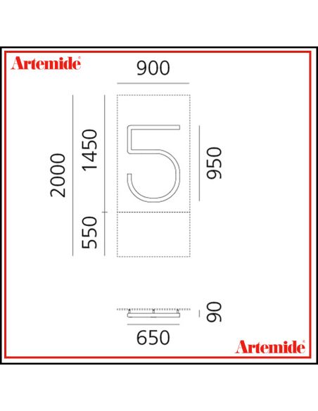 Artemide Alphabet Of Light Lampada Da Parete '5' E Solo Supporto