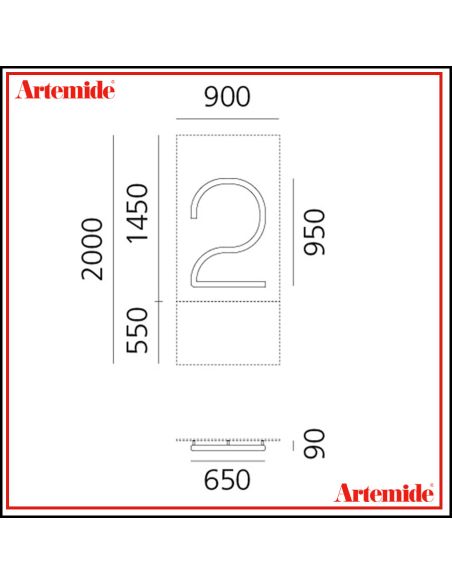 Artemide Alphabet Of Light Lampada Da Parete '2' E Solo Supporto