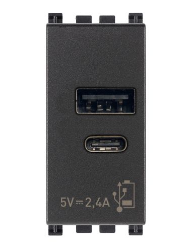 Alimentatore Usb Ac 5V 2,4A 1M Grigio