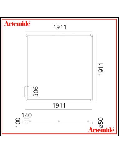 Alphabet Of Light Sq Lampada Da Soffitto O Parete Artemide 180X180
