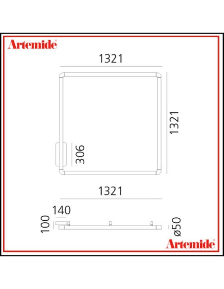Alphabet Of Light Sq Lampada Da Soffitto O Parete Artemide 120X120 App