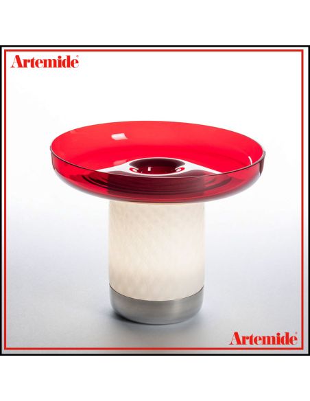 Artemide Lampada Da Tavolo Bonta' Corpo E Piatto Vetro Rosso
