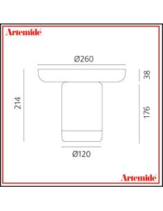 Artemide Lampada Da Tavolo Bonta' Corpo E Piatto Vetro Rosso 2