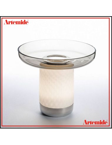 Lampada Da Tavolo Artemide Bonta' Corpo E Piatto Vetro Grigio