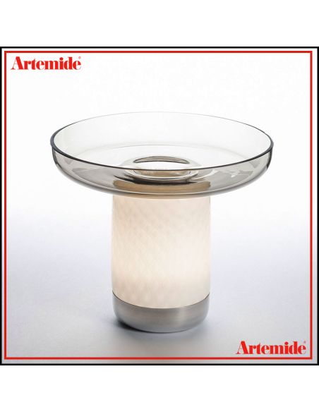 Lampada Da Tavolo Artemide Bonta' Corpo E Piatto Vetro Grigio