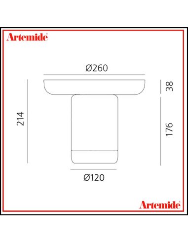 Lampada Da Tavolo Artemide Bonta' Corpo E Piatto Vetro Grigio