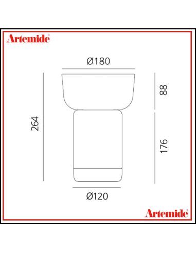 Artemide Bonta' Lampada Da Tavolo Corpo E Ciotola Vetro Topazio