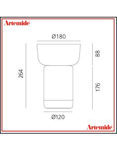 Artemide Bonta' Corpo E Ciotola Vetro Rosso Lampada Da Tavolo 2