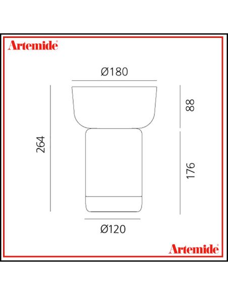 Artemide Bonta' Corpo E Ciotola Vetro Rosso Lampada Da Tavolo
