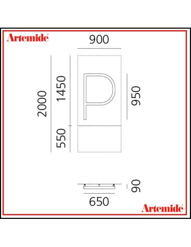 Artemide Alphabet Of Light Lampada Da Parete 'P' Uppercase E Solo Supporto