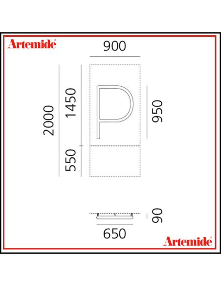 Artemide Alphabet Of Light Lampada Da Parete 'P' Uppercase E Solo Supporto